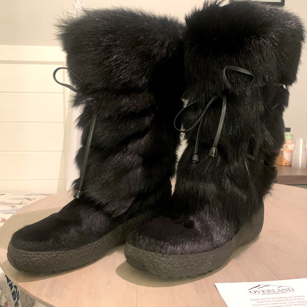 Anna Wool-Lined Goat Fur and Calfskin Boots
